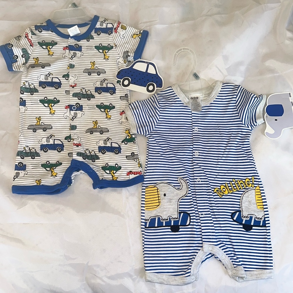 CJP Baby Summer Jumpsuits - elephant and giraffe One Piece Lot of 2